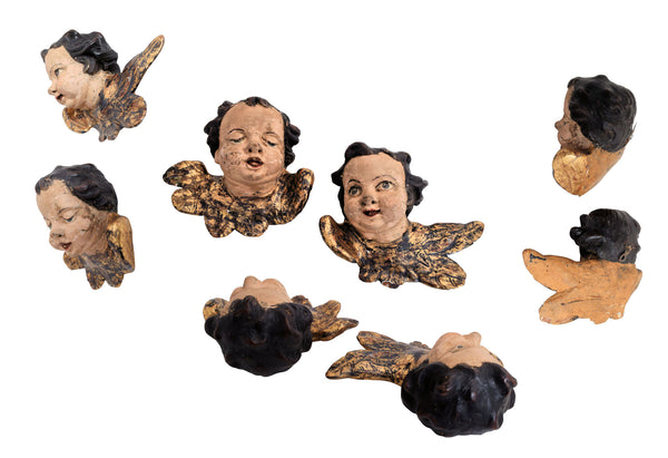 Antique polychrome wall cherubs