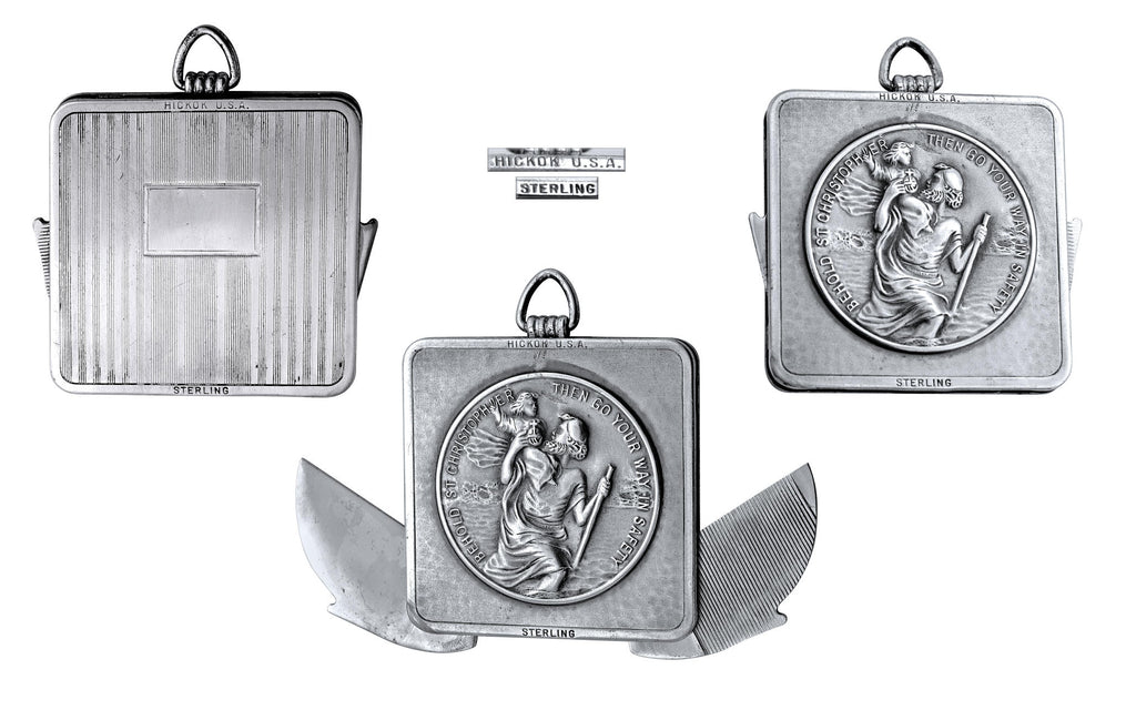Silver St Christopher fob knife