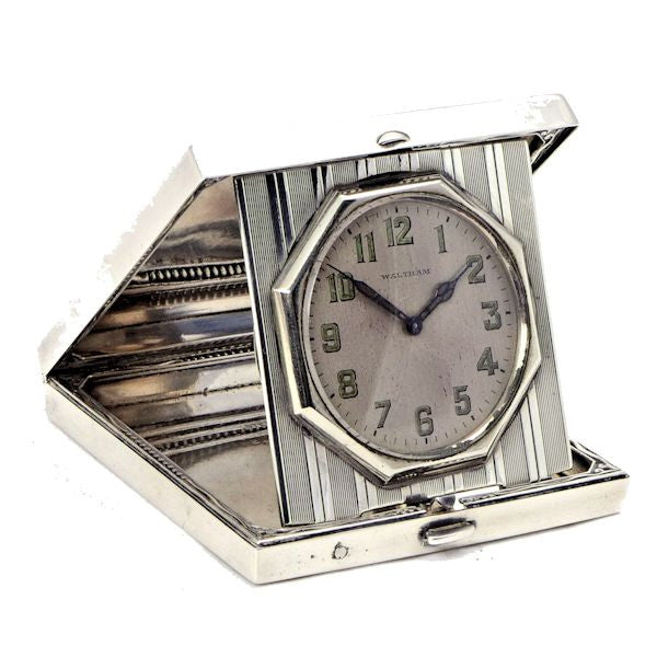 Silver travel clock