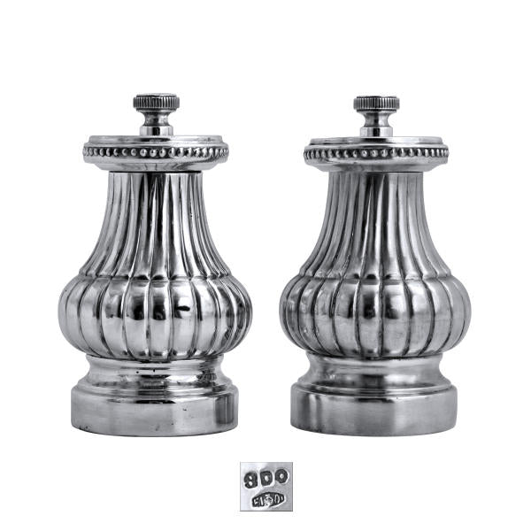 A pair of Italian silver pepper mills