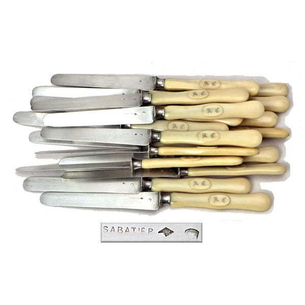 Sabatier silver & ivory knives