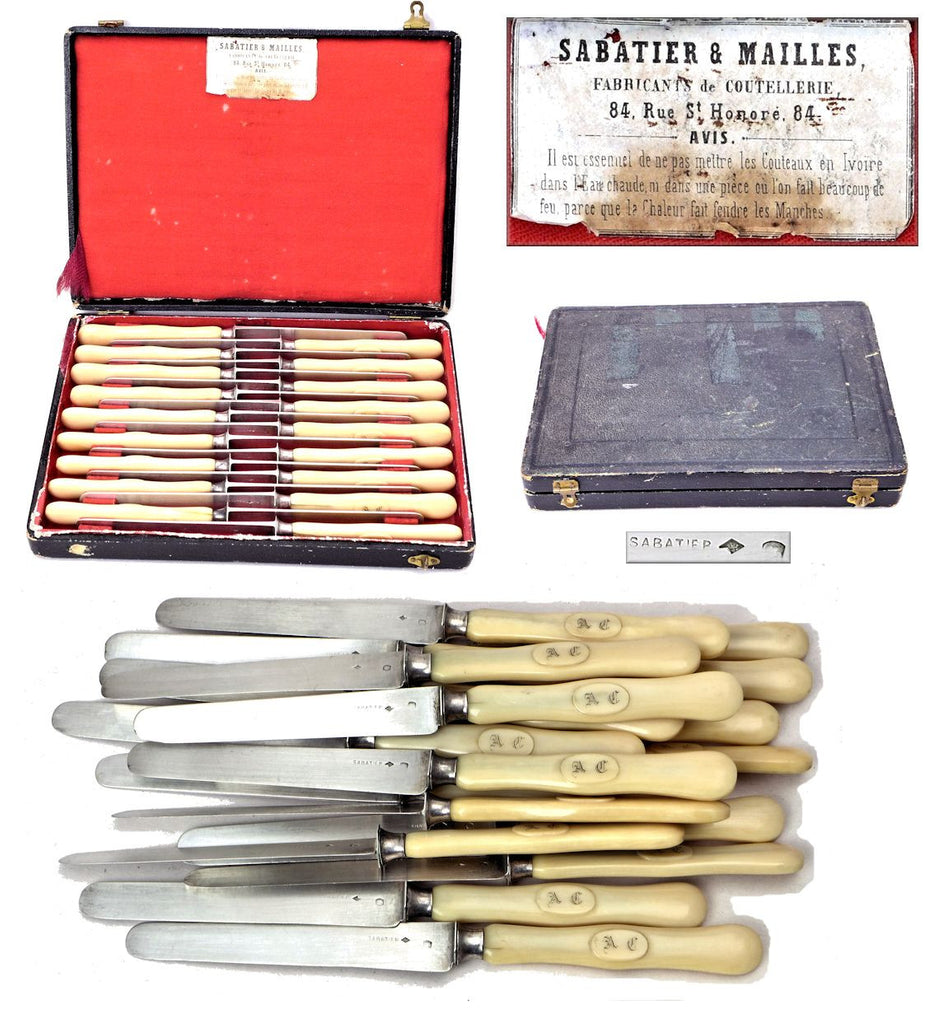 Sabatier silver & ivory knives