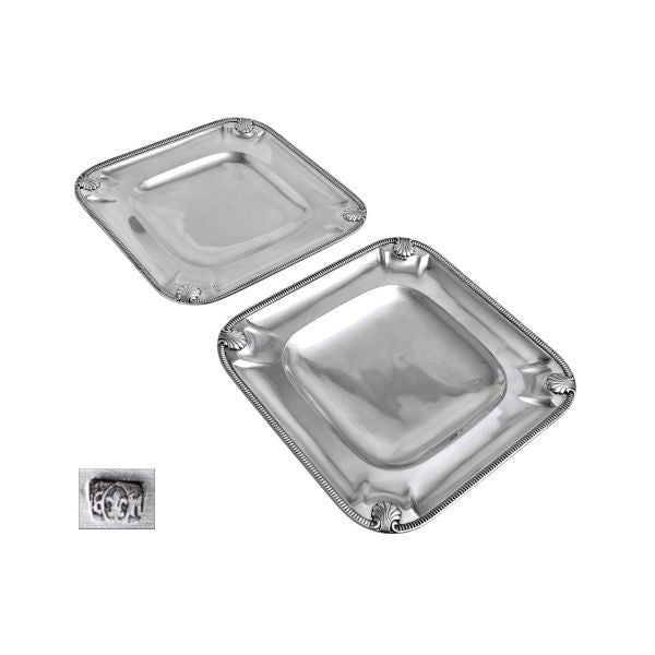 A pair of French square salvers