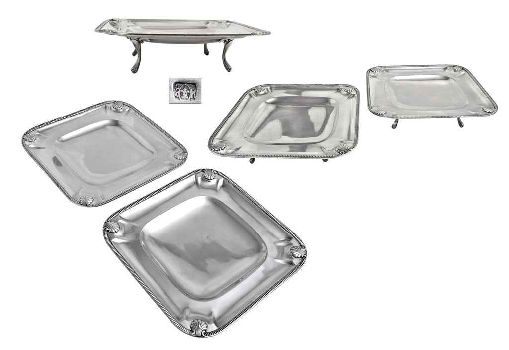 A pair of French square salvers