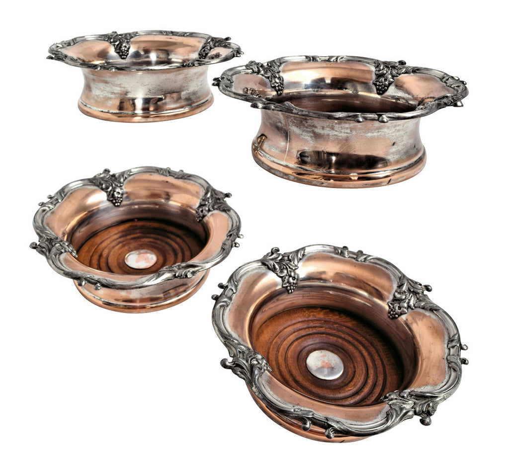 A pair of Sheffield wine coasters