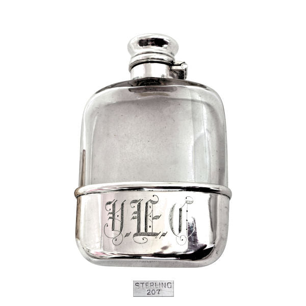 American silver whiskey flask