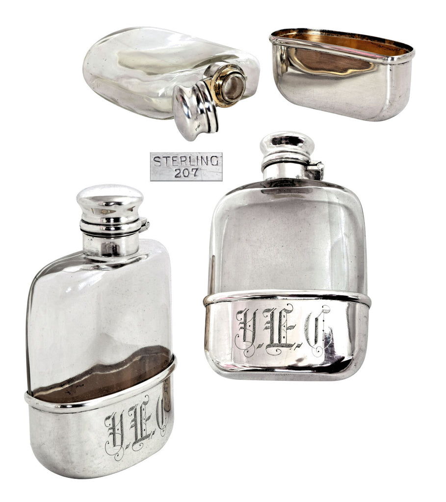 American silver whiskey flask