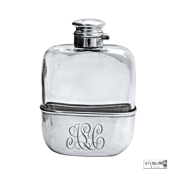 Silver & glass whisky flask